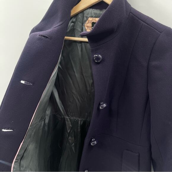 J. Crew Eggplant Purple Wool Longline Pea Coat Preppy Quiet Luxury Jacket Size 2 - Picture 6 of 11